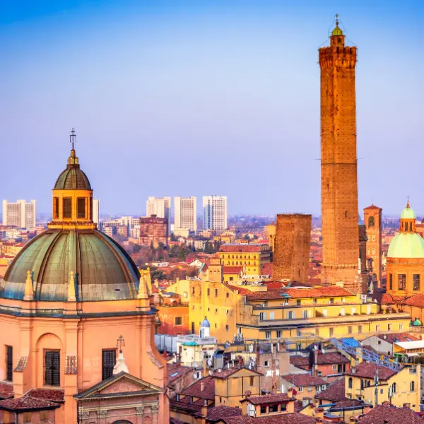 A sky view of Bologna, Italy.